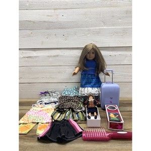 American Girl Truly Me 18" Doll Suitcase & Molly Mini Doll Lot handmade clothes